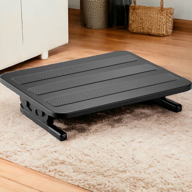Suport Reglabil pentru Picioare, ergonomic, cu functie de Masaj si inclinare ajustabila, Negru