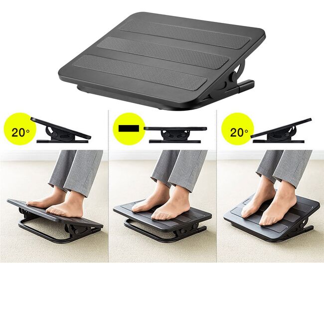 Suport Reglabil pentru Picioare, ergonomic, cu functie de Masaj si inclinare ajustabila, Negru