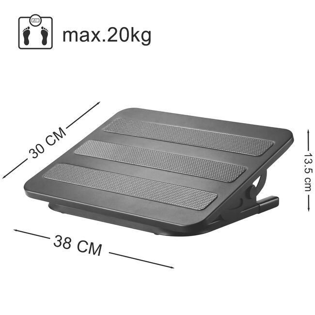 Suport Reglabil pentru Picioare, ergonomic, cu functie de Masaj si inclinare ajustabila, Negru