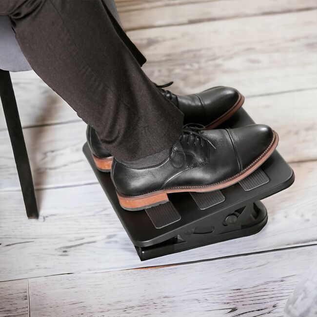 Suport Reglabil pentru Picioare, ergonomic, cu functie de Masaj si inclinare ajustabila, Negru