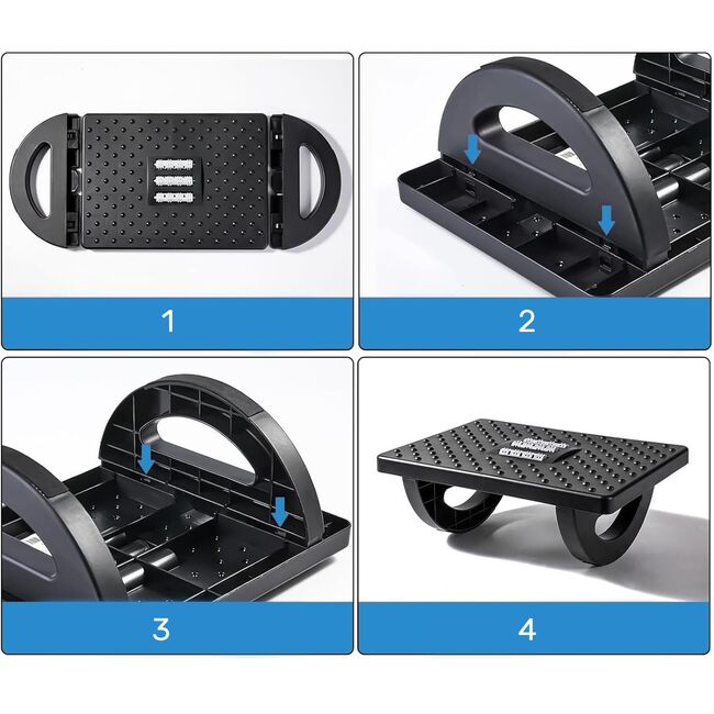 Suport pentru Picioare cu Rolă de Masaj, Ergonomic, pentru Birou, cu Inclinare Reglabila, Negru