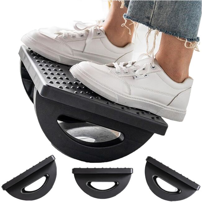 Suport pentru Picioare cu Rolă de Masaj, Ergonomic, pentru Birou, cu Inclinare Reglabila, Negru