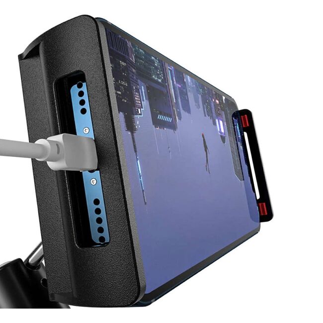 Suport reglabil pentru birou, compatibil cu telefoane si tablete de 4”–11”, brate extensibile, cap rotativ 360°, design compact - negru