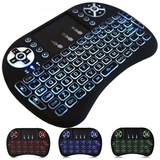 Tastatura Mini Wireless cu Touchpad si Iluminare RGB – Compatibila cu TV, Laptop, Tableta si Smartphone