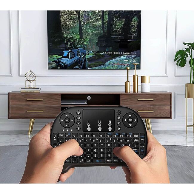 Tastatura Mini Wireless cu Touchpad si Iluminare RGB – Compatibila cu TV, Laptop, Tableta si Smartphone
