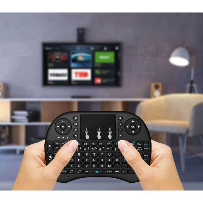 Tastatura Mini Wireless cu Touchpad si Iluminare RGB – Compatibila cu TV, Laptop, Tableta si Smartphone