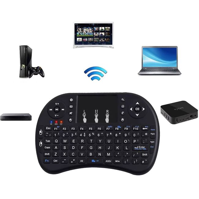 Tastatura Mini Wireless cu Touchpad si Iluminare RGB – Compatibila cu TV, Laptop, Tableta si Smartphone
