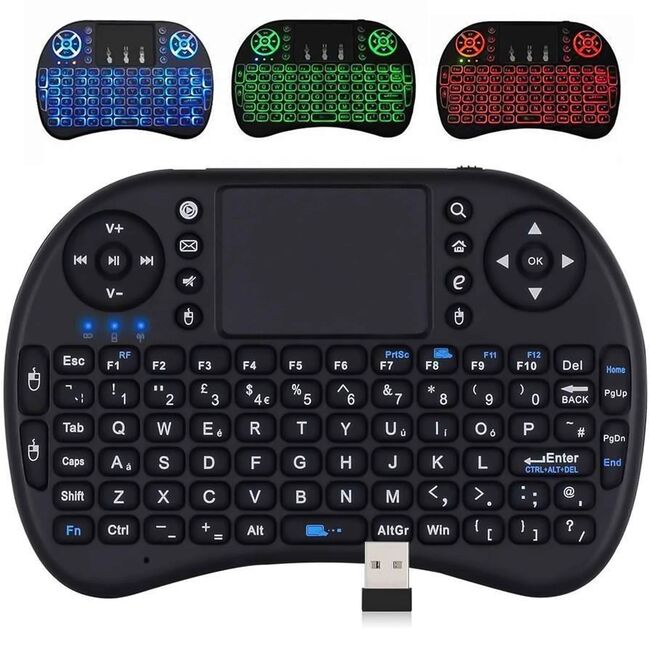 Tastatura Mini Wireless cu Touchpad si Iluminare RGB – Compatibila cu TV, Laptop, Tableta si Smartphone