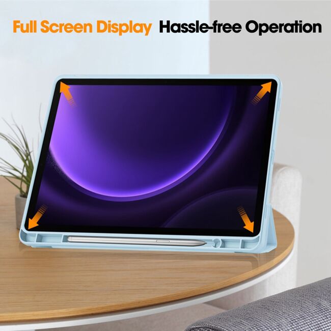 Husa pentru  Samsung Galaxy Tab S10 FE 10.9 inch Soft Shell cu functie wake-up/sleep si compartiment pentru stylus, tip stand - Albastru deschis