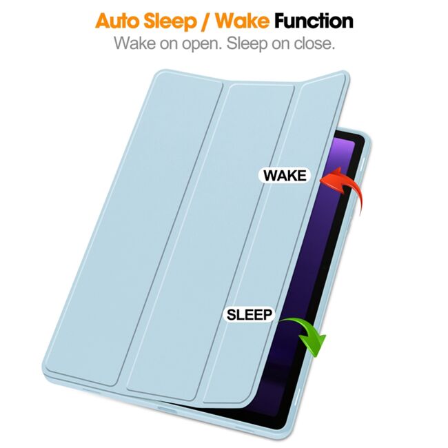 Husa pentru  Samsung Galaxy Tab S10 FE 10.9 inch Soft Shell cu functie wake-up/sleep si compartiment pentru stylus, tip stand - Albastru deschis