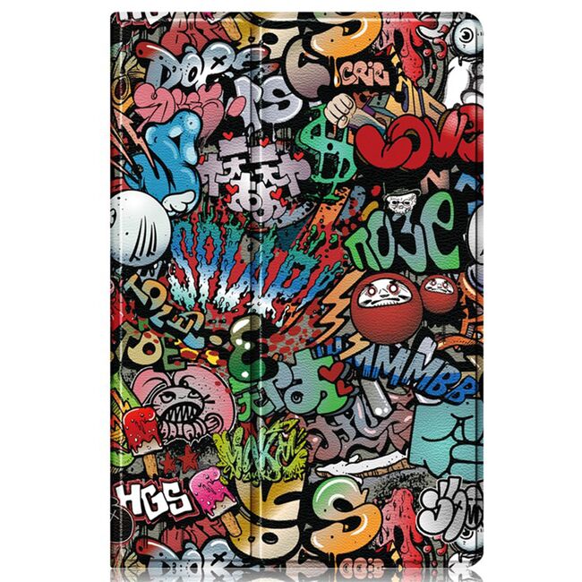 Husa pentru Samsung Galaxy Tab S10 FE 10.9 inch tip stand functie sleep/wake-up, protectie 360 - graffiti