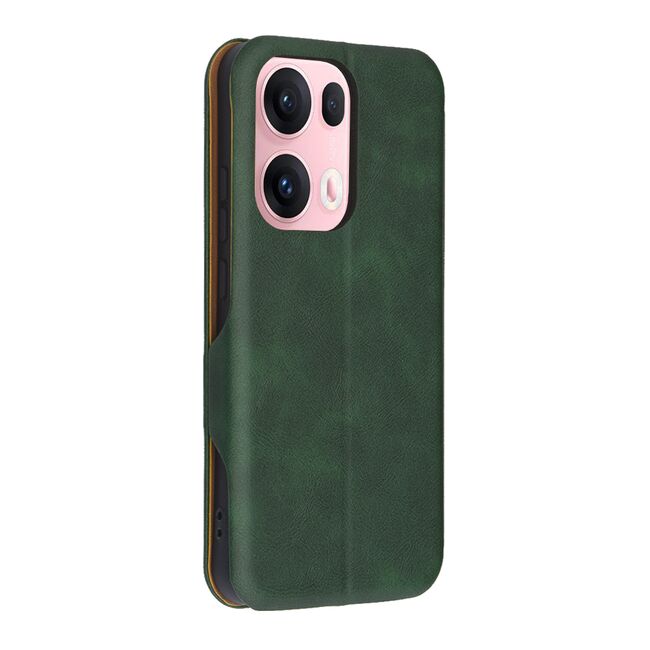 Husa tip carte pentru Oppo Reno 13 Pro Smart Wallet fata - spate protectie 360 - verde