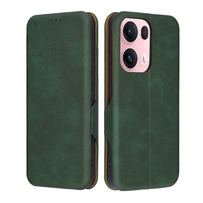 Husa tip carte pentru Oppo Reno 13 Smart Wallet fata - spate protectie 360 - Verde