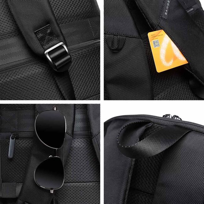 Rucsac Laptop pana la 15.6” Extensibil, 14–28L – Impermeabil, Compartiment Tip Valiză, Ideal pentru Avion, serviciu și calatorii, negru