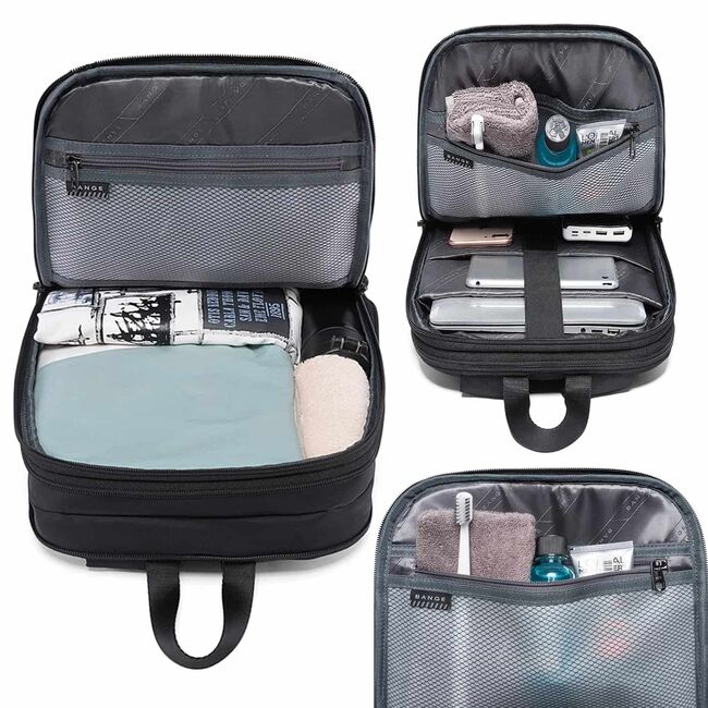 Rucsac Laptop pana la 15.6” Extensibil, 14–28L – Impermeabil, Compartiment Tip Valiză, Ideal pentru Avion, serviciu și calatorii, negru