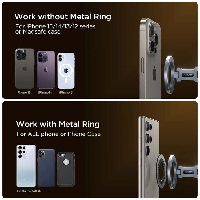 Suport telefon auto magnetic pliabil pentru bord – compatibil MagSafe, Joyroom JR-ZS403, gri închis