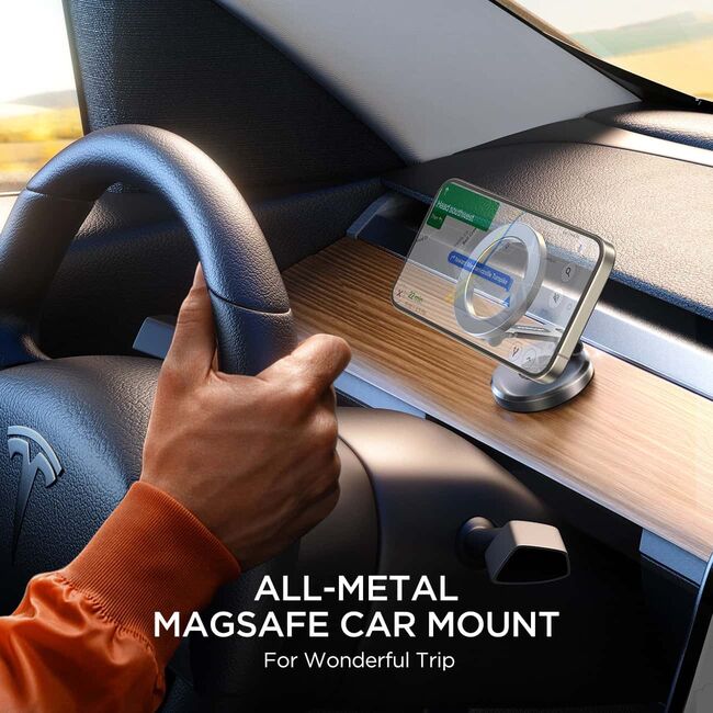 Suport telefon auto magnetic pliabil pentru bord – compatibil MagSafe, Joyroom JR-ZS403, gri închis