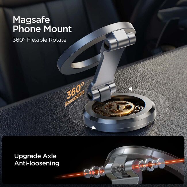 Suport telefon auto magnetic pliabil pentru bord – compatibil MagSafe, Joyroom JR-ZS403, gri închis