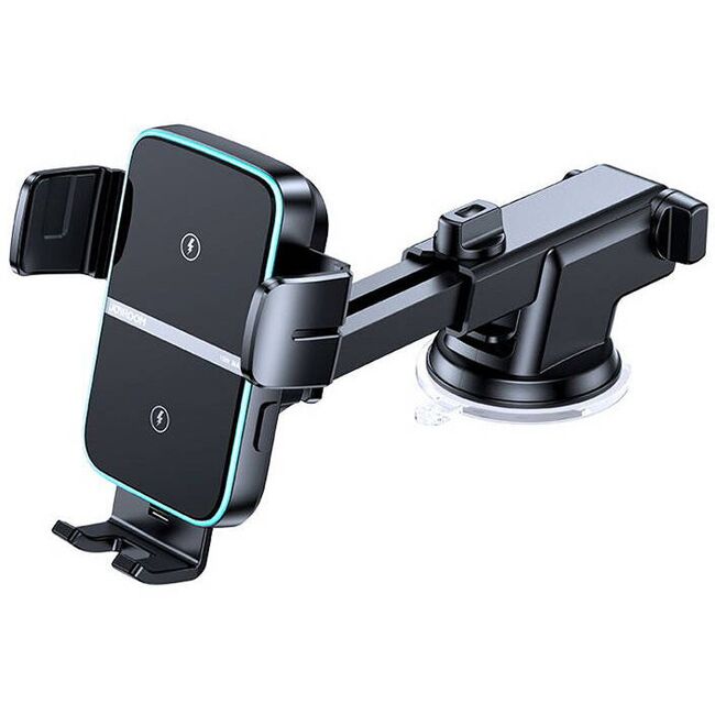 Suport Auto cu incarcare Wireless Fast Charge – Montare pe parbriz sau bord, brat telescopic, Deschidere Automată, 15W, Negru
