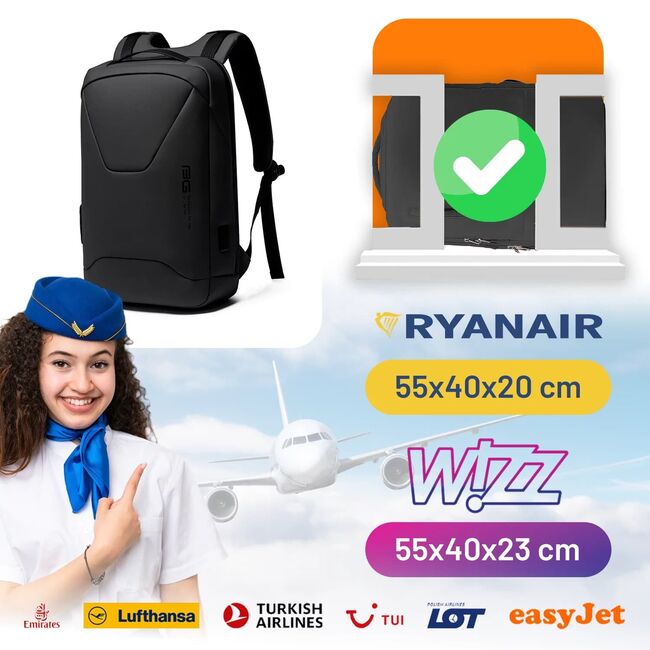 Rucsac Impermeabil multifunctional, cu Port USB cu buzunart anti-furt si lacat pentru Laptop pana la 15.6” – 35L, sistem fixare pe valiza, Ușor, Modern, pentru calatorii, serviciu sau avion,