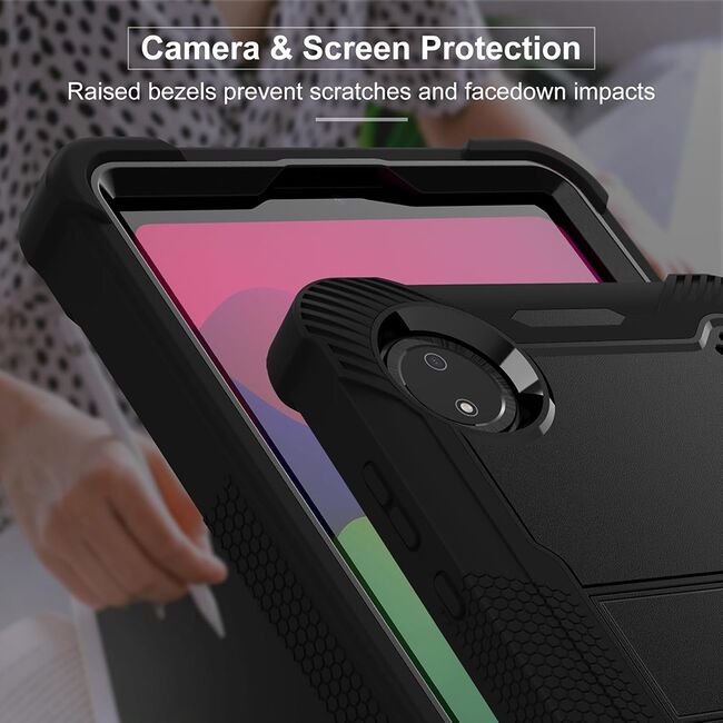 [Pachet 360°] Husa + folie din sticla pentru  Xiaomi Pad 7 / 7 Pro Rugged Heavy Duty - Negru