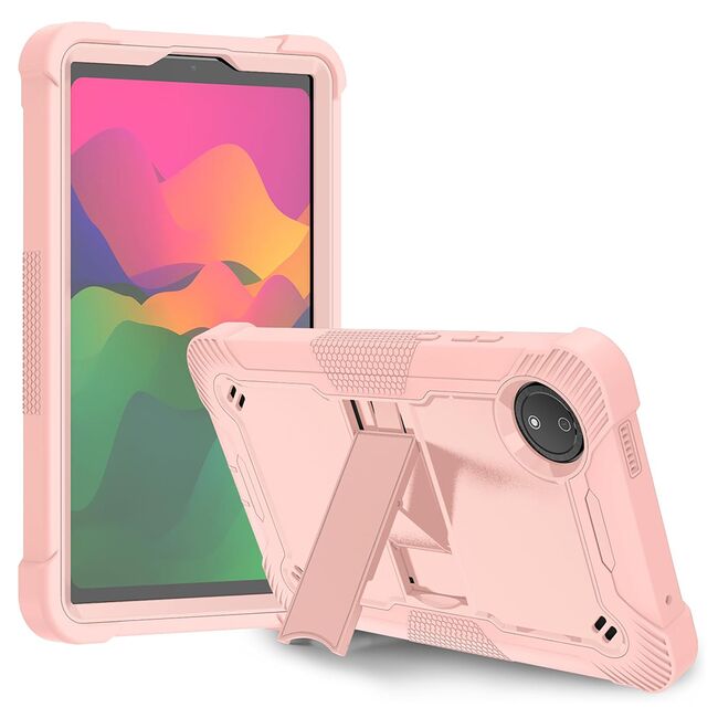 [Pachet 360°] Husa + folie din sticla pentru  Xiaomi Redmi Pad SE 8.7 Rugged Heavy Duty - Roz