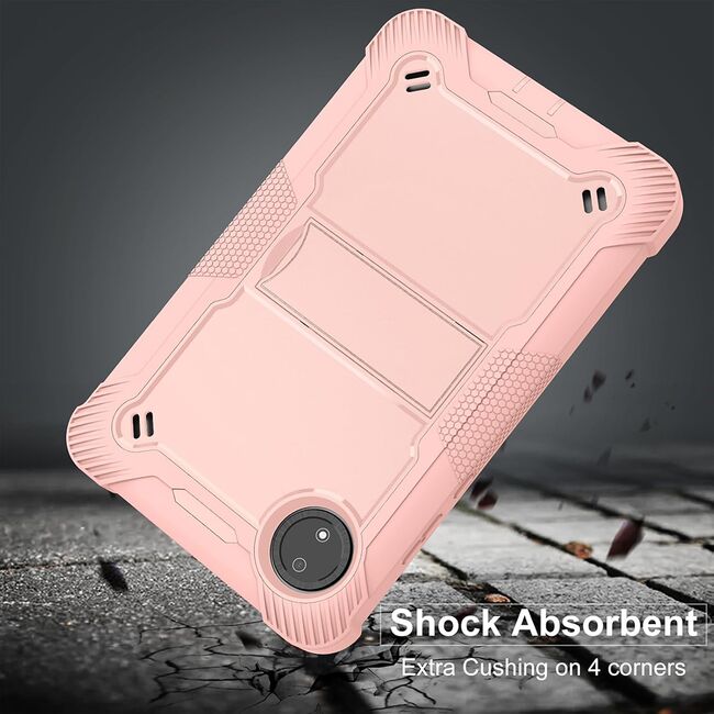 [Pachet 360°] Husa + folie din sticla pentru  Xiaomi Redmi Pad SE 8.7 Rugged Heavy Duty - Roz