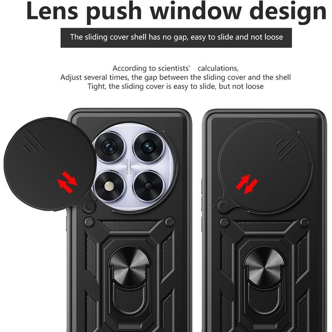 Husa pentru  Xiaomi Redmi Note 14 Pro 4G Ring Armor Kickstand Tough Rugged Cover cu protectie camera, Albastru