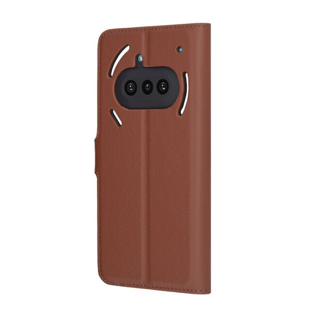 Husa pentru  Nothing Phone (3a) tip carte cu inchidere magnetica, compartimente pentru carduri si functie stand, Maro