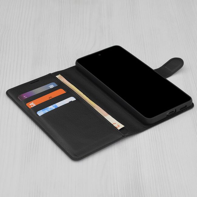 Husa pentru  Nothing Phone (3a) tip carte cu inchidere magnetica, compartimente pentru carduri si functie stand, Negru denim