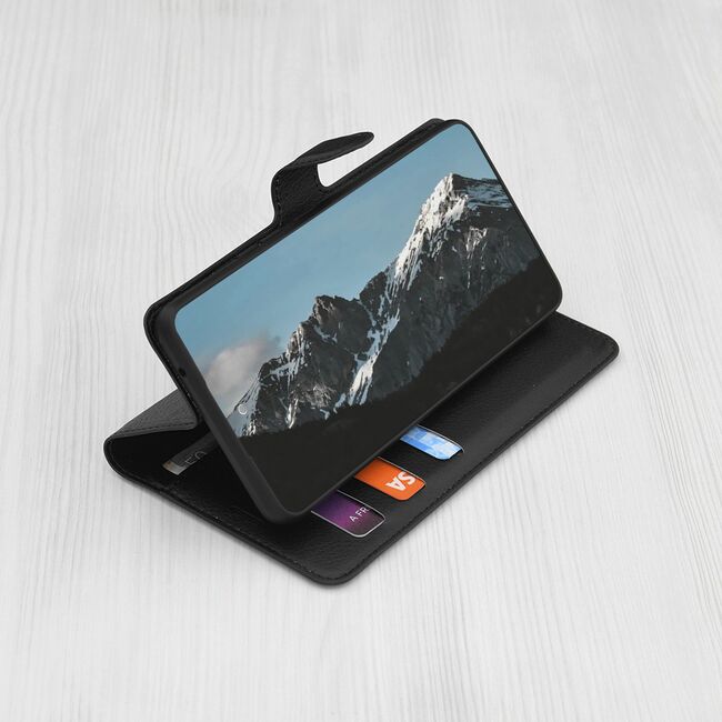 Husa pentru  Nothing Phone (3a) tip carte cu inchidere magnetica, compartimente pentru carduri si functie stand, Negru denim