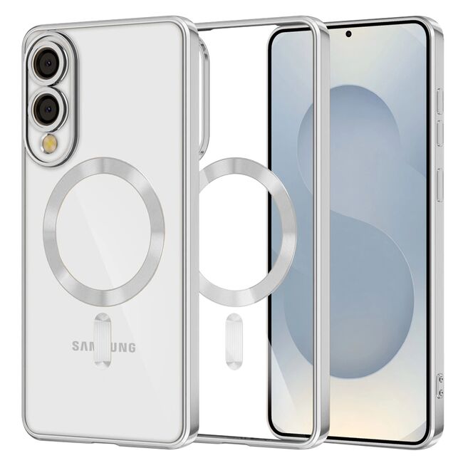 Husa pentru  Samsung Galaxy S25 Edge cu MagSafe si protectie pentru lentile anti-shock 1.5 mm transparent - Argintiu