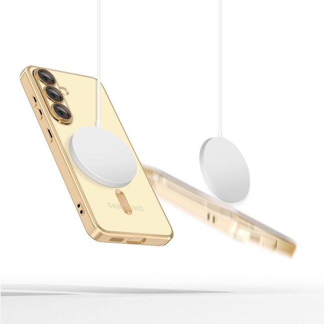 Husa pentru  Samsung Galaxy S25 Edge cu MagSafe si protectie pentru lentile anti-shock 1.5 mm transparent - Auriu