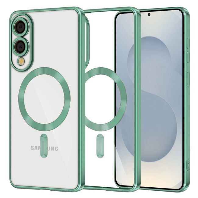 Husa pentru  Samsung Galaxy S25 Edge cu MagSafe si protectie pentru lentile anti-shock 1.5 mm transparent - Verde deschis