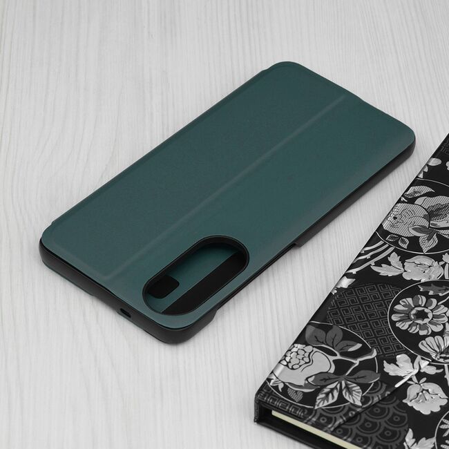 Husa pentru  Samsung Galaxy S25 Edge tip carte, Smart View, Verde