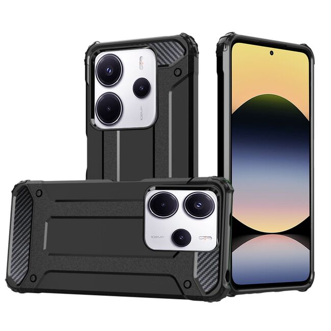 Husa pentru  Xiaomi Redmi Note 14 4G Armor Tough Rugged Kickstand - Negru