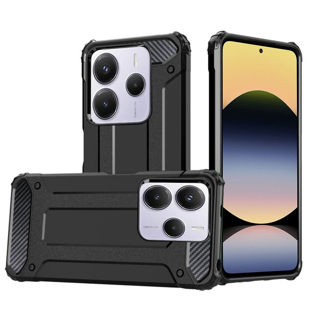 Husa pentru  Xiaomi Redmi Note 14 5G Armor Tough Rugged Kickstand - Negru