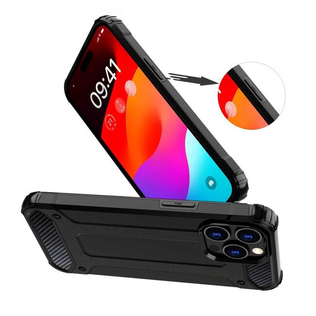 Husa pentru  Xiaomi Redmi Note 14 Pro+ Plus Armor Tough Rugged Kickstand - Negru