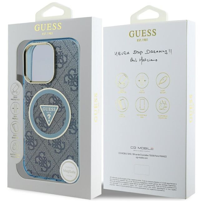Husa premium pentru  iPhone 16 Pro Max compatibila MagSafe Guess Luxury Series - Albastru