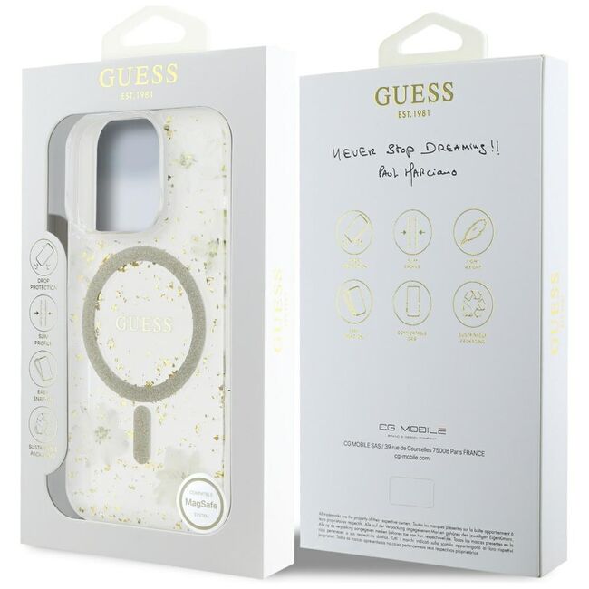 Husa premium pentru  iPhone 16 Pro Max compatibila MagSafe Guess Luxury Series - Bej