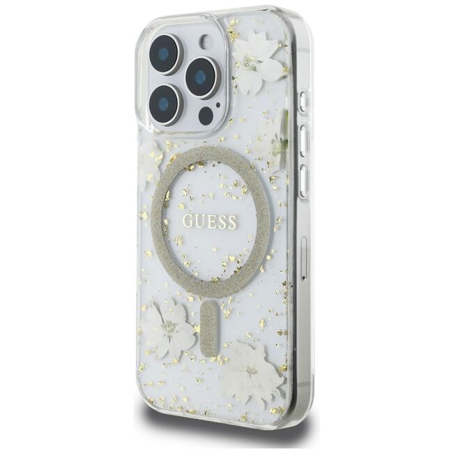 Husa premium pentru  iPhone 16 Pro Max compatibila MagSafe Guess Luxury Series - Bej