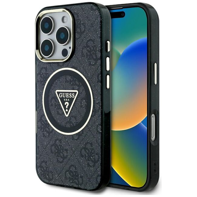 Husa premium pentru  iPhone 16 Pro Max compatibila MagSafe Guess Luxury Series - Negru