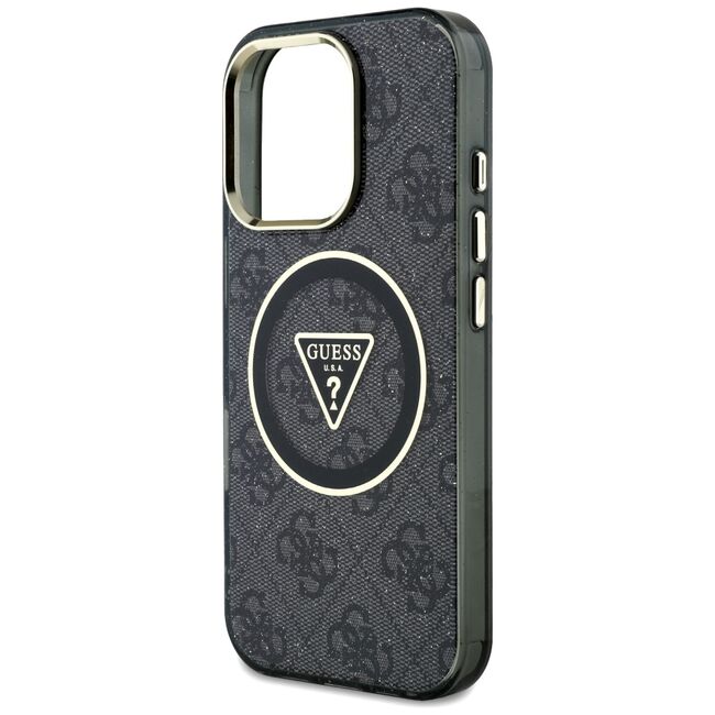 Husa premium pentru  iPhone 16 Pro Max compatibila MagSafe Guess Luxury Series - Negru