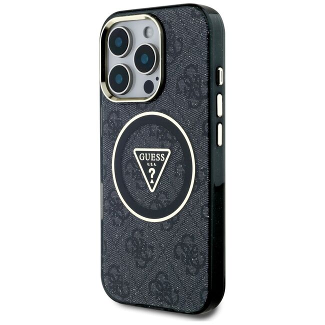 Husa premium pentru  iPhone 16 Pro Max compatibila MagSafe Guess Luxury Series - Negru
