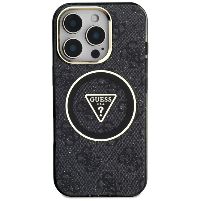 Husa premium pentru  iPhone 16 Pro Max compatibila MagSafe Guess Luxury Series - Negru