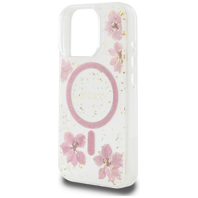 Husa premium pentru  iPhone 16 Pro Max compatibila MagSafe Guess Luxury Series - Roz deschis