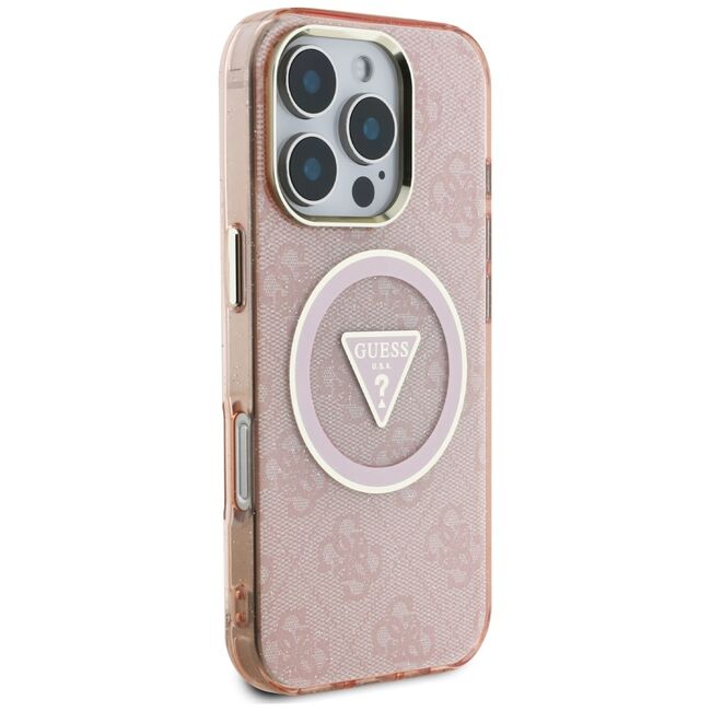 Husa premium pentru  iPhone 16 Pro Max compatibila MagSafe Guess Luxury Series - Roz
