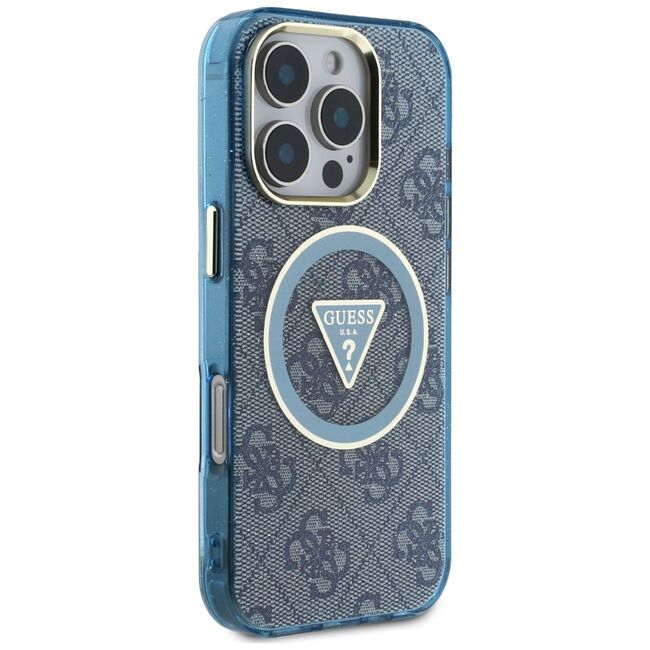 Husa premium pentru  iPhone 16 Pro compatibila MagSafe Guess Luxury Series - Albastru