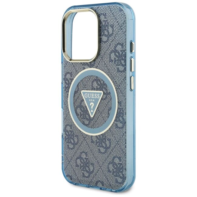 Husa premium pentru  iPhone 16 Pro compatibila MagSafe Guess Luxury Series - Albastru