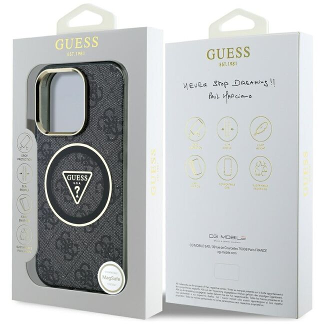 Husa premium pentru  iPhone 16 Pro compatibila MagSafe Guess Luxury Series - Negru